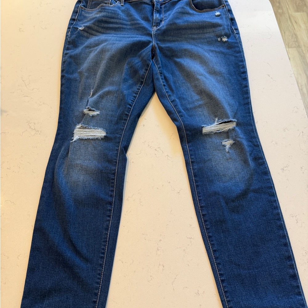 Old Navy Dark Blue Distressed Skinny Jeans